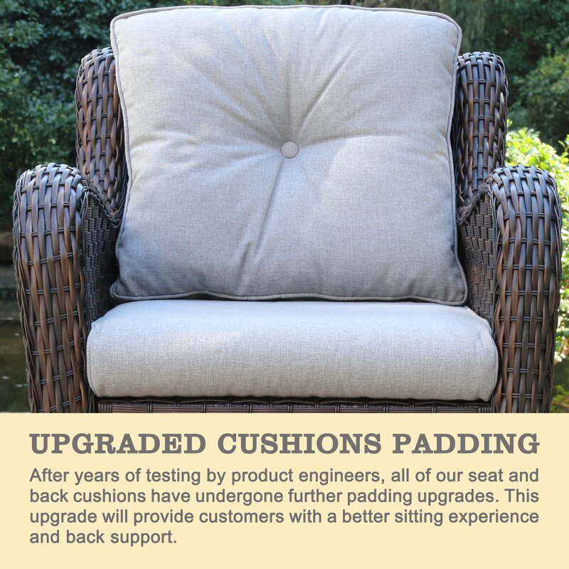 Beachcrest Home Linkwood Rocking Swivel Patio Chair with Cushions ...