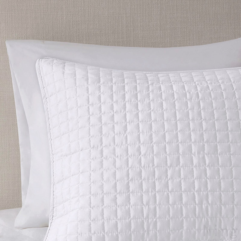 3 Piece Reversible Quilt Set White Full/Queen, Full / Double Quilt + 2 Shams, White