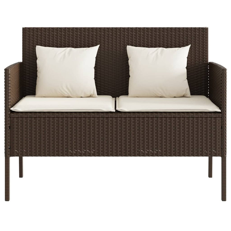 Banc de patio avec coussins Vidaxl, Blanc crème / brun