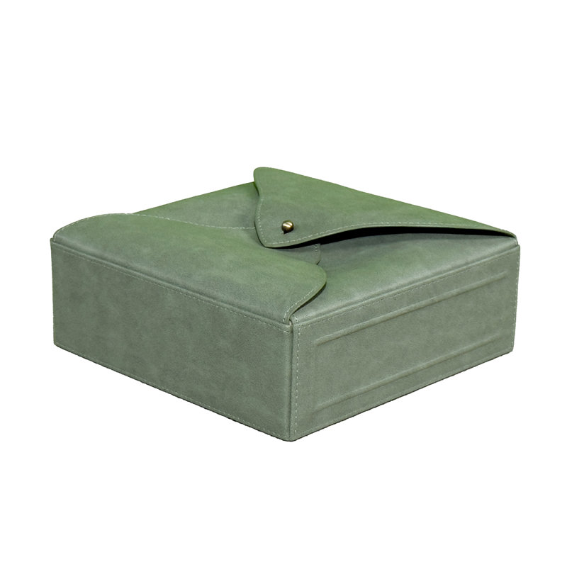 Boîte à bijoux en cuir pour elle, Vert mousse