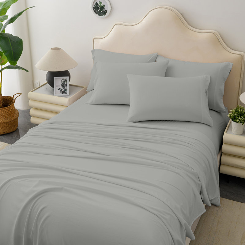Microfiber Sheet Set, Queen with 4 Pillowcases, Dark Gray