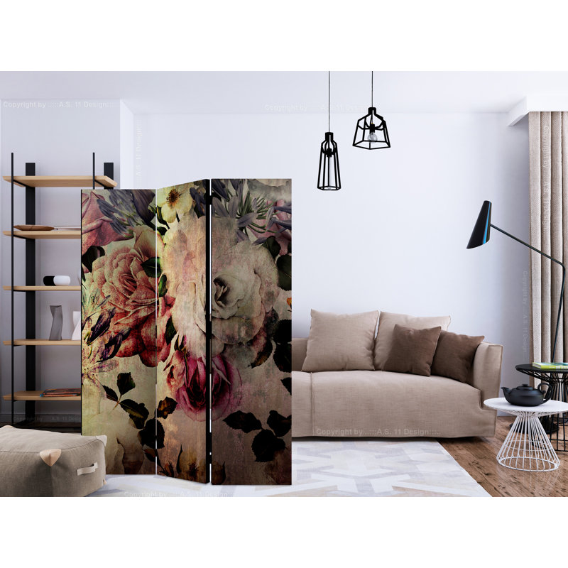 Hanway 135cm W x 172cm H 3 - Panel Solid Wood Folding Room Divider
