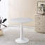 Table à piédestal 31,5 pouces de style Mid-Century moderne, table de salle à manger multifonctionnelle pour 4 à 6 personnes et grande table basse, plateau en panneau de fibres à densité moyenne blanc pour le salon, la cuisine et le bureau
