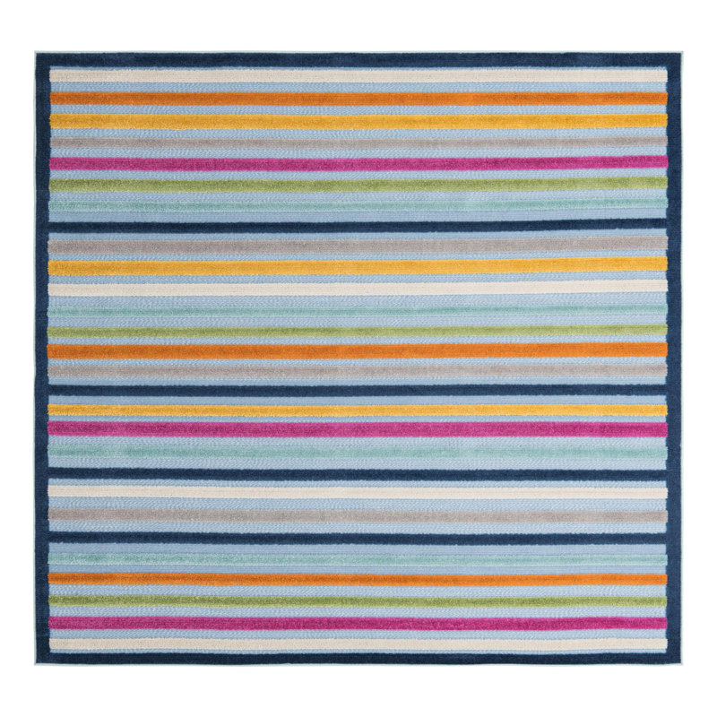 Striped Indoor / Outdoor Rug, Square 7'10"