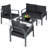 Steel Frame Patio Furniture Set with 2 Chairs 1 Loveseat & Tempered Glass Coffee Table - 4-Piece Outdoor Conversation Set with Teslin Cloth Cushions for Backyard Garden or Patio-101419783