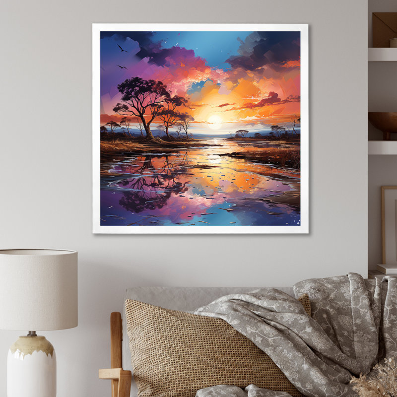 «Charmant Dessert Sky At Sunset III», reproduction d'art sur toile, Cadre simple blanc, H 30 po x l 30 po x P 1 po