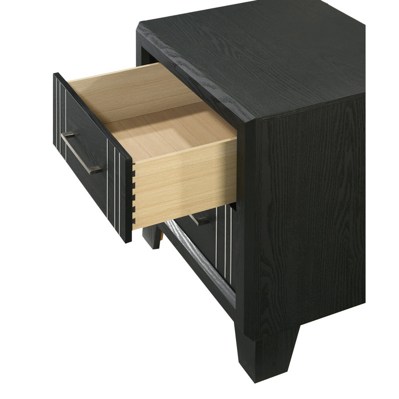 Ensemble de chambre à coucher à panneau moderne avec finition gris anthracite, 5 Piece, Très grand lit