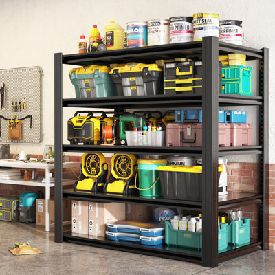 5 Tier Metal Garage Storage Shelves - Industrial Utility Rack with Adjustable Shelves 