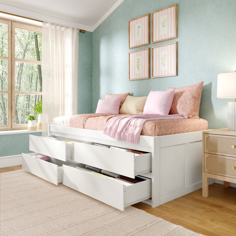 Jack Captain Bed with Storage Drawers, Twin, White