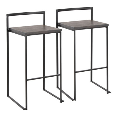 Tabouret de bar et de comptoir empilable à hauteur fixe avec siège en bois Brieon
