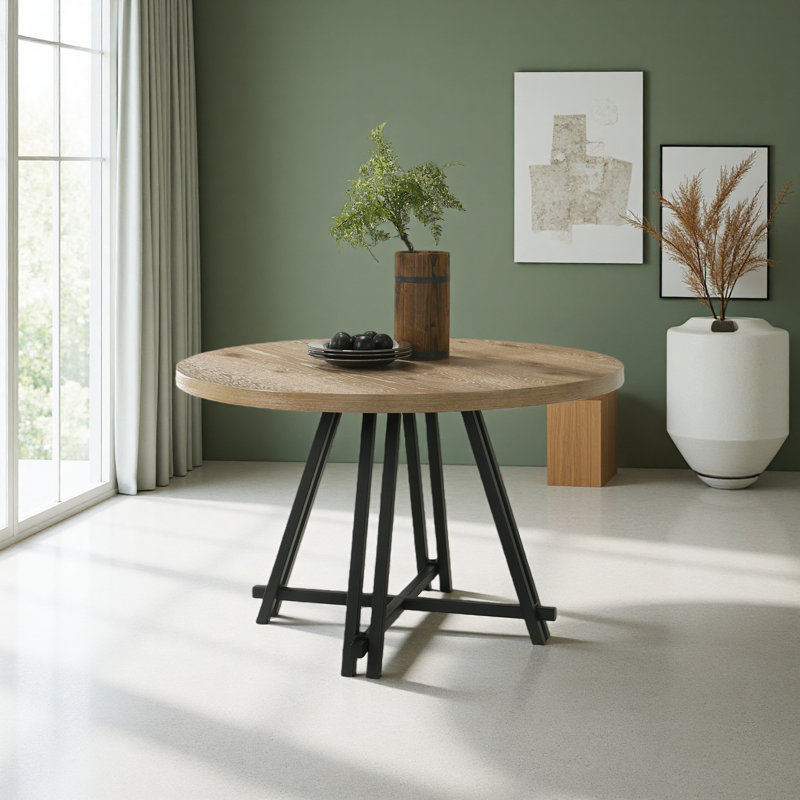 Table de salle à manger ronde 47 "avec base en métal
