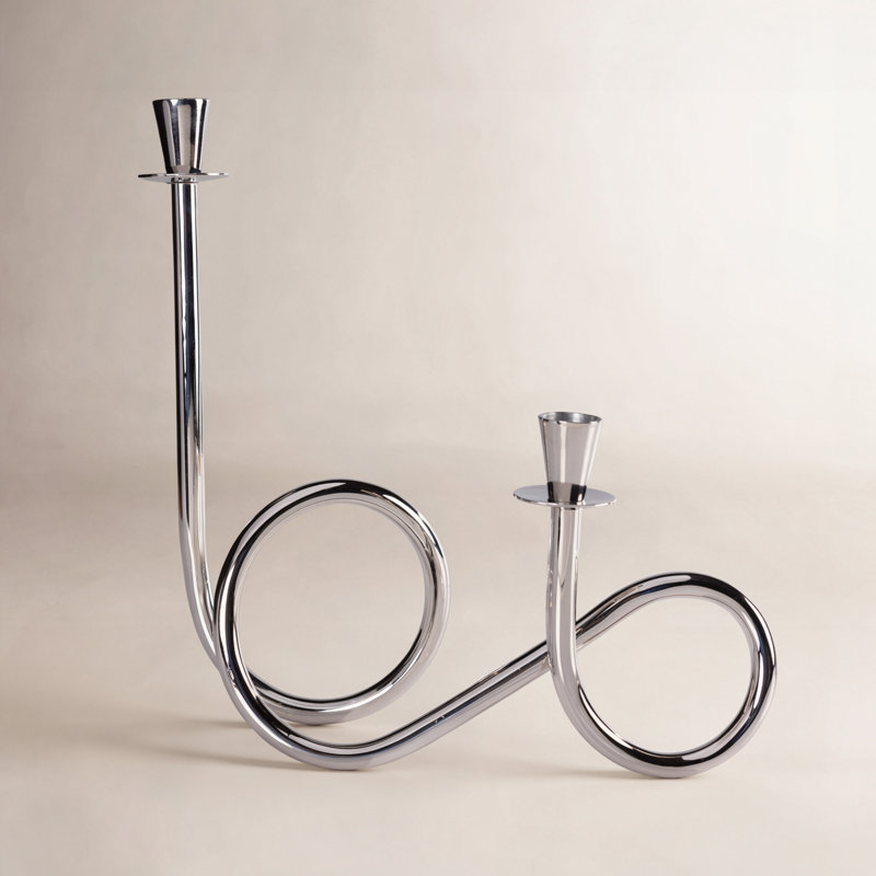 Brass Candlestick Holder, Nickel