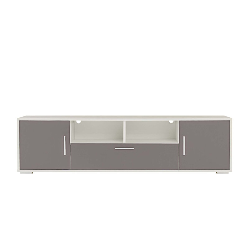Meuble télé à DEL pour téléviseur de 70 po ou moins, console de divertissement moderne pour le salon et la chambre à coucher avec armoires de rangement