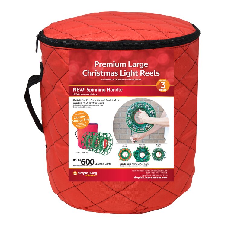 Northlight 34851032 3 Reel Red Christmas Light Set Quilted Storage Bag