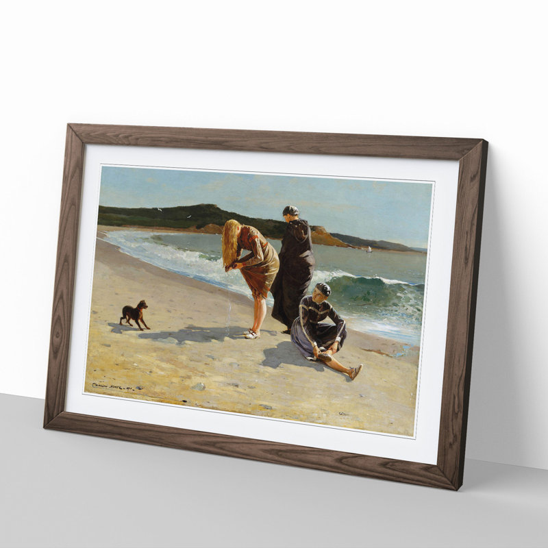 Eagle Head Beach by Winslow Homer - Picture Frame Painting, Walnut Framed, 36cm H x 48cm W x 2cm D