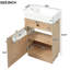 Meuble-lavabo de 18,5 po de style rustique avec lavabo en résine réversible, fabrication d'armoire, tablette intérieure réglable pour un rangement personnalisé, poignées élégantes en alliage de zinc, surface en grain de bois, conception à fermeture en douceur