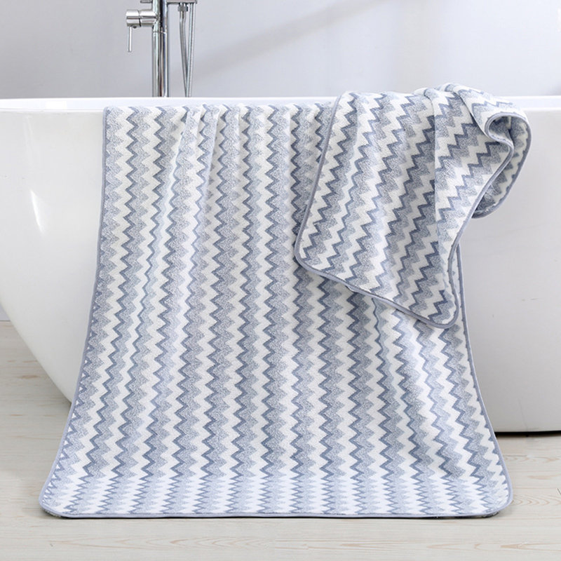 Soft Thick Absorbent 2 Piece Bath And Face Towel Set, Quick Drying Polyester Towel For Home And Gift, 55.1x27.5in Blue, Blue