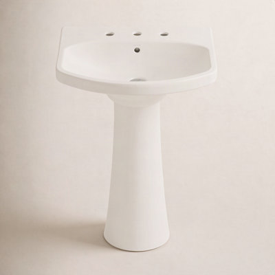 Cimarron 26.81" Vitreous China U-Shape Pedestal Bathroom Sink with Overflow