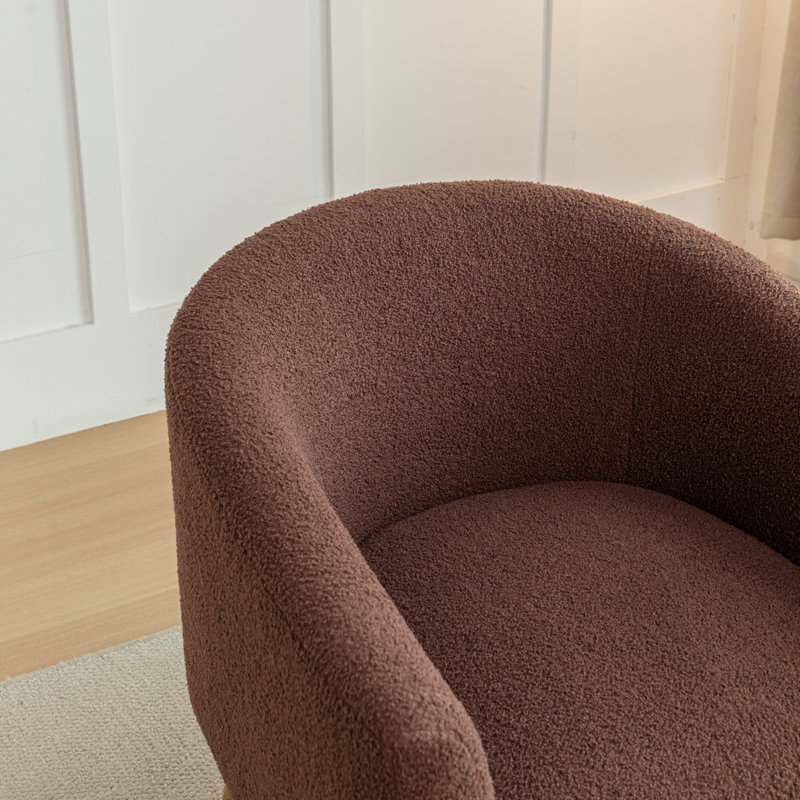 Fauteuil demi-tonneau Jameila, Fausse fourrure brune, Noir, 2