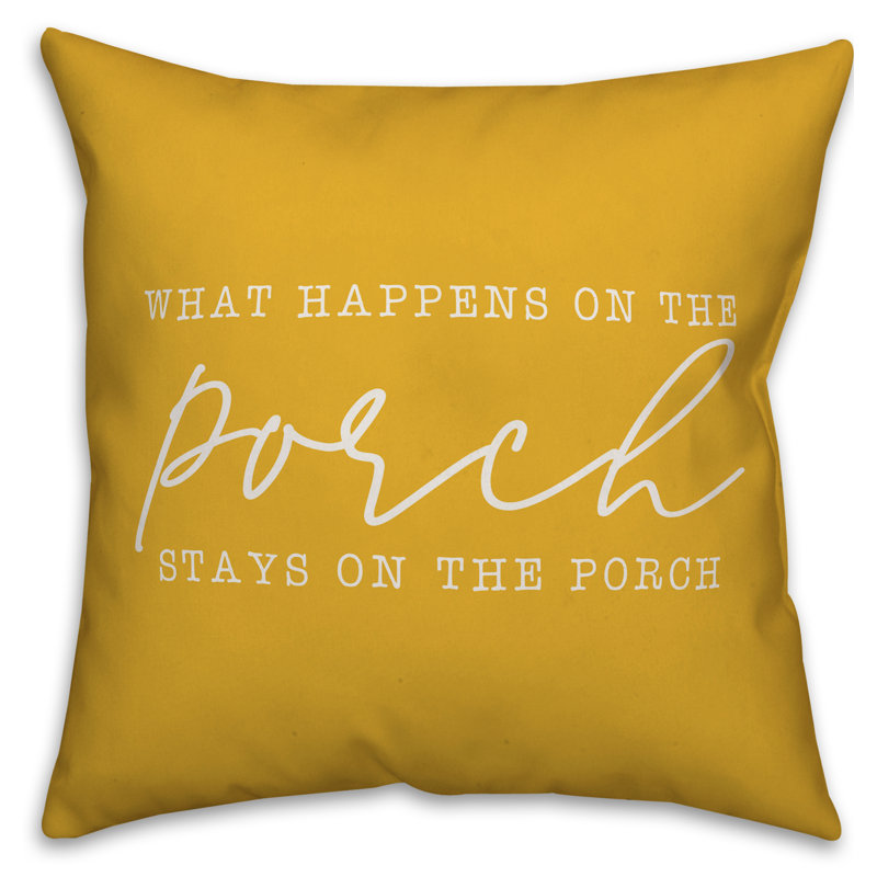 Textual Outdoor Throw Pillow, Yellow, 18" x 18" 