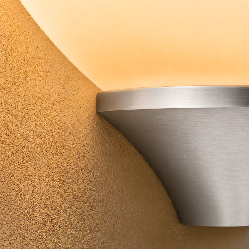 Aiello 13.3''W Dimmable White Iron Half Moon Wall Light, Polished Nickel