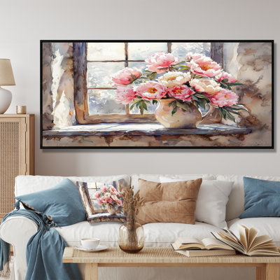 «Rustic Romance Peony Bouquet I», art mural pivoines pour le salon
