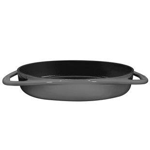 Bruntmor Enameled Cast Iron Skillet with Glass Lid | 10 Inch Deep Round  Grill Pan and Frying Pan with Double Loop Handles | Black | Flat Cast Iron