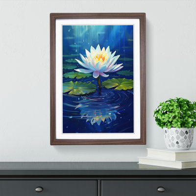 XYZ-FRM-V1223-6393 Water Lily Art Deco No.2 - Single Picture Frame Print on Wood