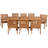 9 Piece Teak Wood Dining Set Including Rectangular Extension Table With 8 Abacho Arm Chairs