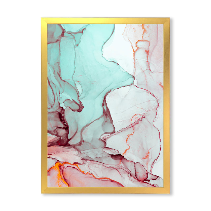 Marbre de luxe turquoise liquide Art II - œuvre d'art moderne sur toile, H 40 po x l 30 po x P 1,5 po