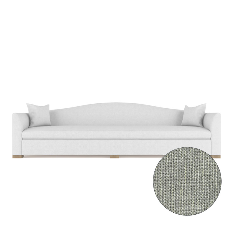 Horatio Camelback Taper Curved-Arm Extra Long Sofa, Box Weave Linen Pumice, Weathered, 33" H x 120" W x 36" D