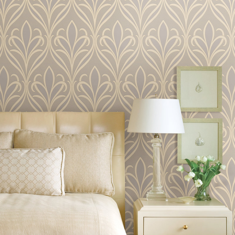Papier peint L 33 pi x l 21 po Dahlia Nouveau, Gris