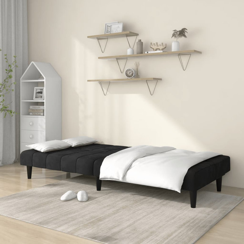 78.7'' Velvet Sofa, Black Velvet