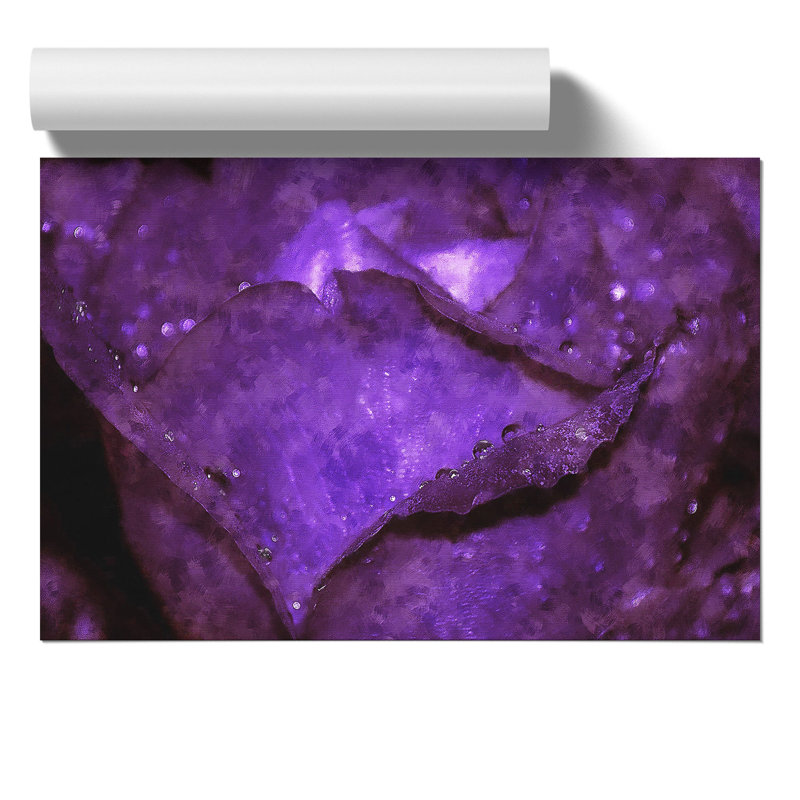Purple Rose Flower Painting - Frameless Print, 42cm H x 59cm W x 0.1cm D