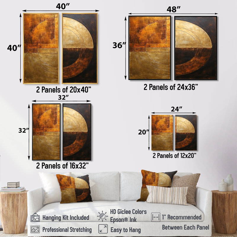 Bronze Brilliance Symetry - Abstract Shapes, art mural, H 32 po x l 32 po, Impression encadrée flottante sans passe-partout