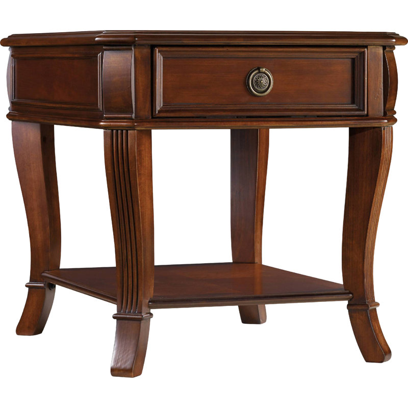 Brookhaven Traditional Brown Wood End Table with Storage
