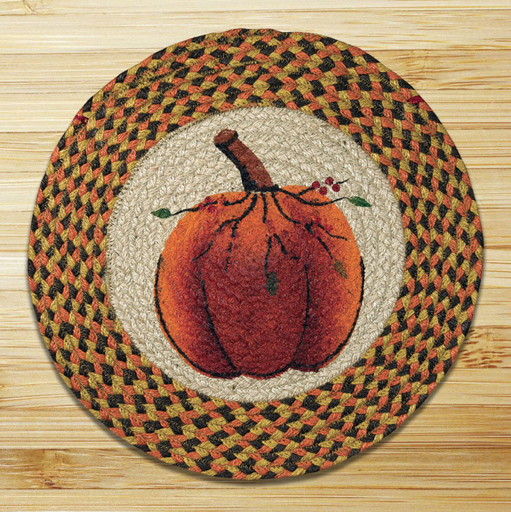  Harvest Pumpkin Round Chair Pad 15.5" H