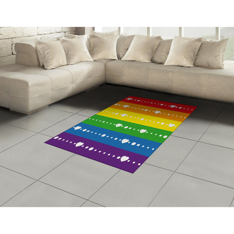 Rainbow High Density Long Fiber Poly Threads Decorative Area Rug Carpet, Rectangle 4' x 5'8"