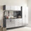Series, armoire de garage, finition grise métallique, tiroirs, propriété de l'eau et de la chaleur, 2 bandes de rebords plus épaisses, structure d'appareil sur tablette, support double en métal X P 79 H 20 P 6 B, avec tiroirs