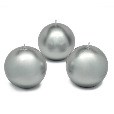 Bougie ronde, Diamètre de 4 po, Ensemble de 2, Argent métallique