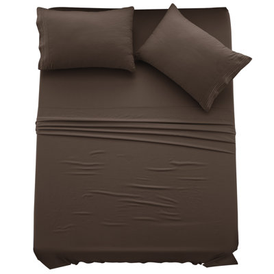 Lux Decor 4-Piece Ultra Soft Microfiber Sheet Set Deep Pocket Fitted Sheet, Wrinkle-Resistant & Easy Care Bedding