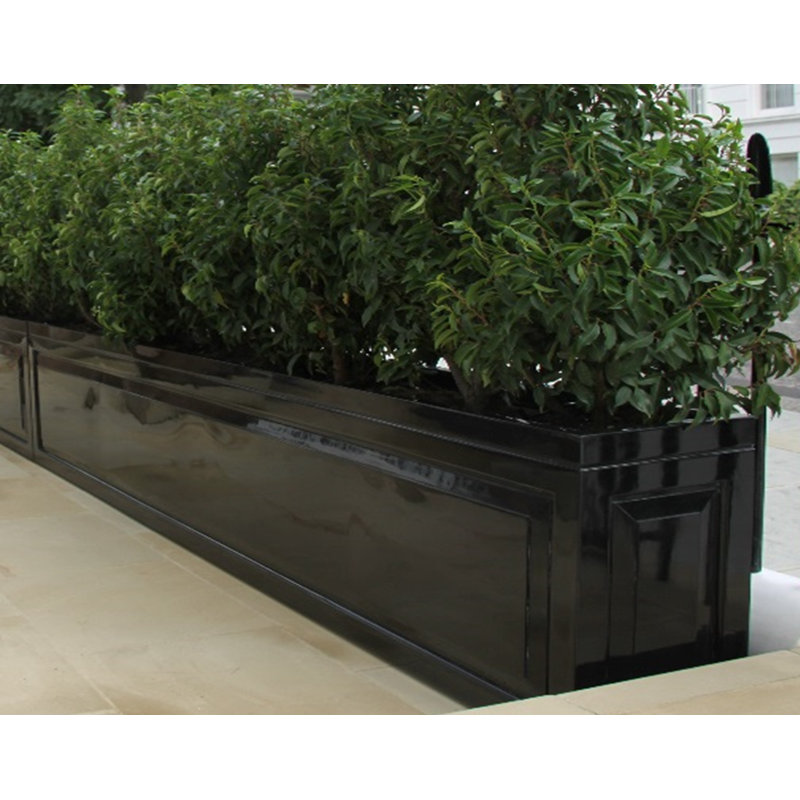 Haldeman Fiberglass Planter Box, 46cm H x 38cm W x 137cm D, Black