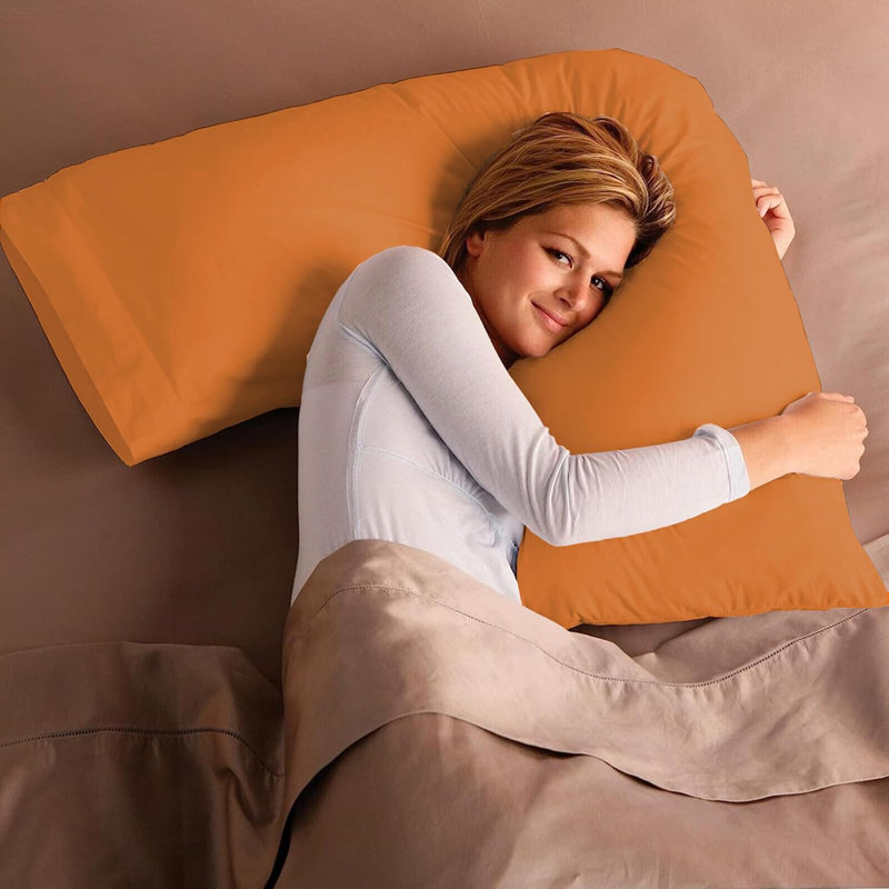 Aaravi Cotton Blend Standard Pillow Case, Orange