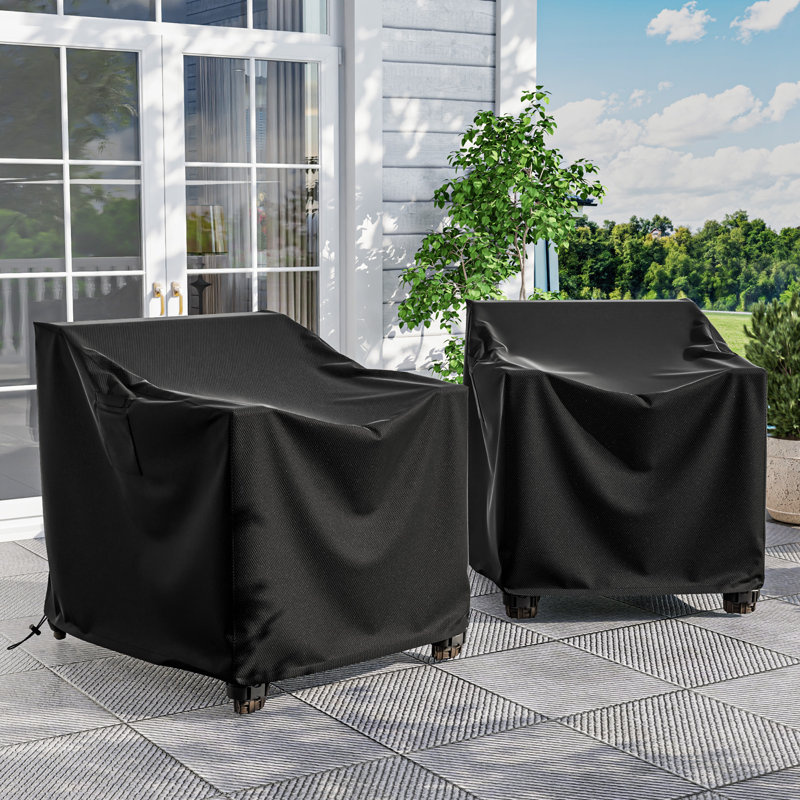 Housse de chaise de patio résistante aux intempéries avec protection en PVC respirante et durable résistante à l'eau, ourlet élastique réglable, sangles à fermeture par clic et trous d'air