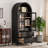 71" Tall Arched Kitchen Pantry Cabinet with 2 Large Drawers, Modern Farmhouse Kitchen Storage Cabinets with Adjustable Shelves, Glass Door, Wood Versatile Cupboard for Kitchens, Dining Room, Black-1758238743