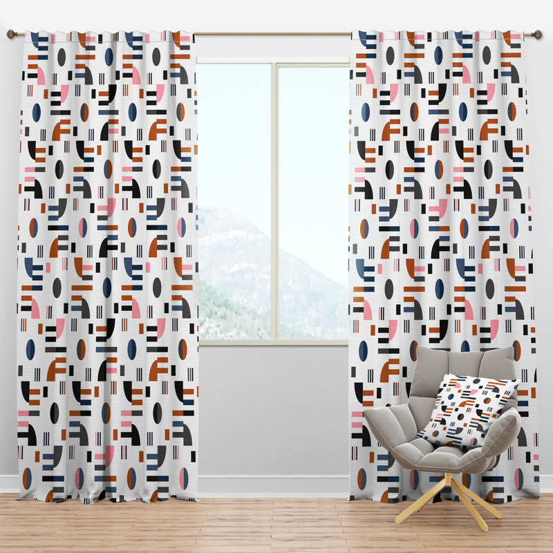 Panneau de rideau simple semi-diaphane avec passe-tringle Mid-Century Design, l 52 po x L 84 po