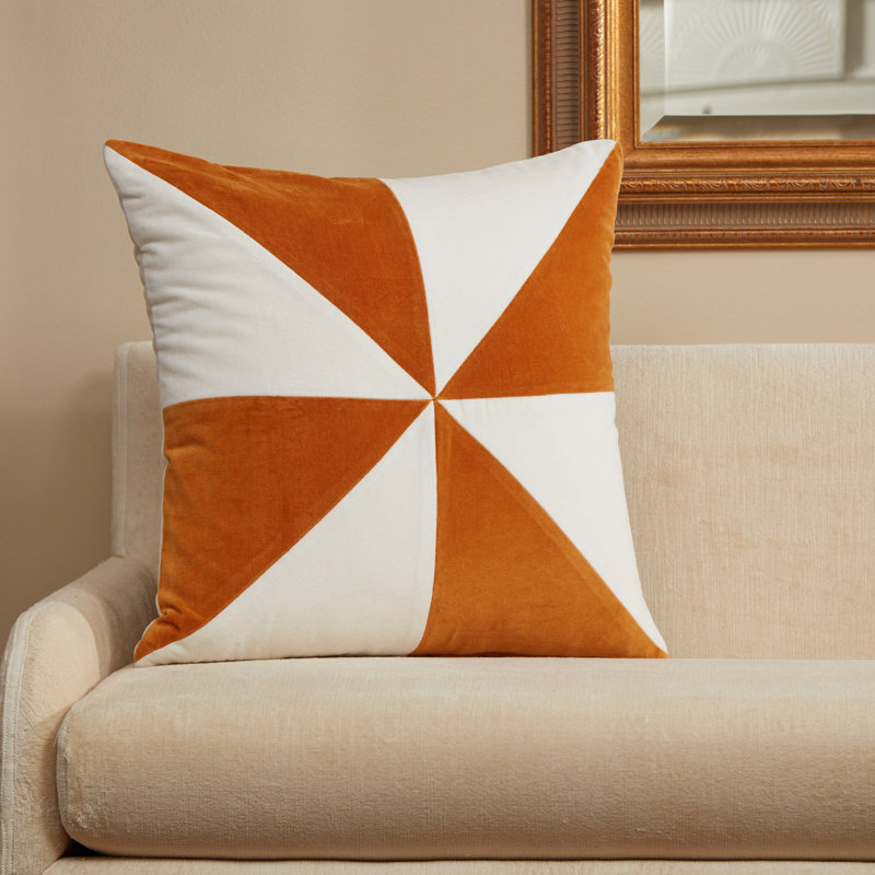 Housse et insert de coussin carré 100% coton Pinwheel doré / ivoire