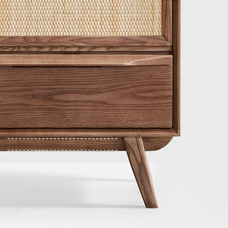 Commode d'appoint simple en bois massif de rotin