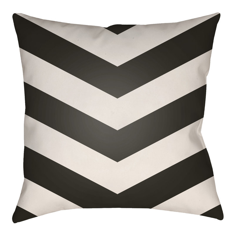 Onyx Black and Ivory Chevron Square Throw Pillow Set