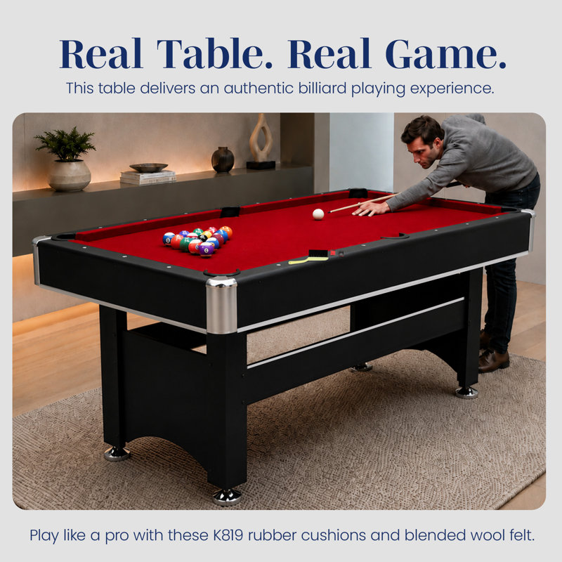 Hathaway Spartan Pool and Ping Pong Combo Table - 2 in 1 Game Table with Removable Table Tennis Top - Complete Accessory Kit - Chrome-Plated Corners, Black Finish, Red Felt
